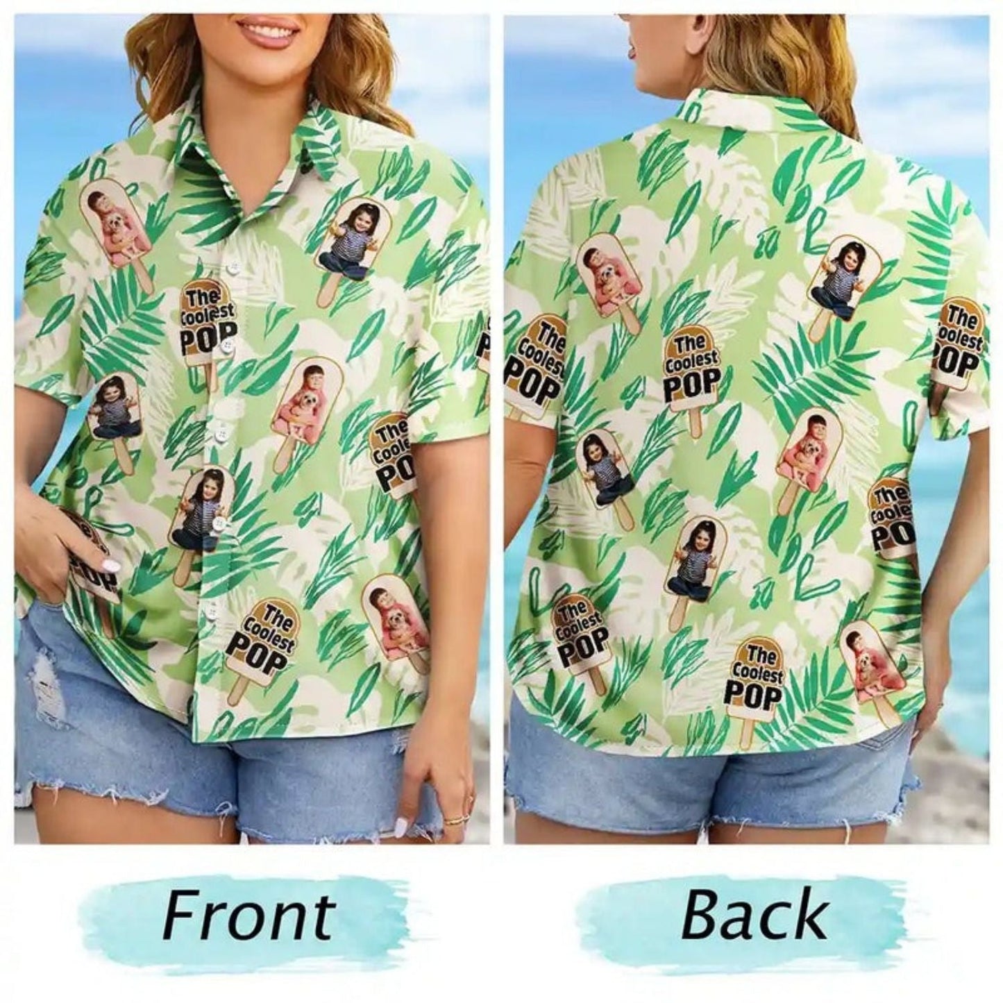 Tropical Beach Custom Photo Coolest Pop Personalized Hawaiian Shirt For Personalized Vacation Style And Beach Travel