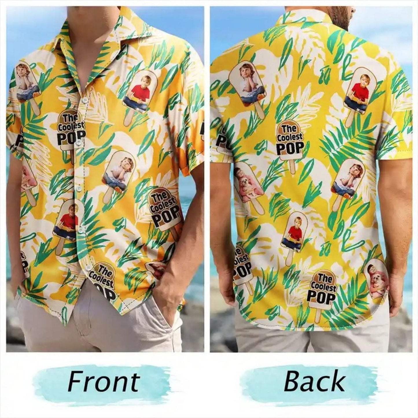 Tropical Beach Custom Photo Coolest Pop Personalized Hawaiian Shirt For Personalized Vacation Style And Beach Travel
