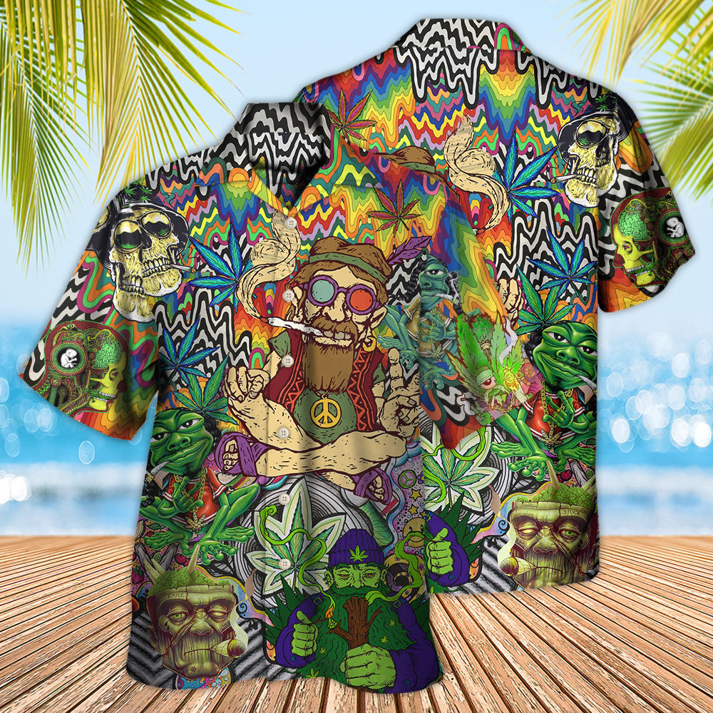 Hippie Peace Hawaiian Shirt With All Over Print For Tropical Getaways Outdoor Fun And Everyday Wear