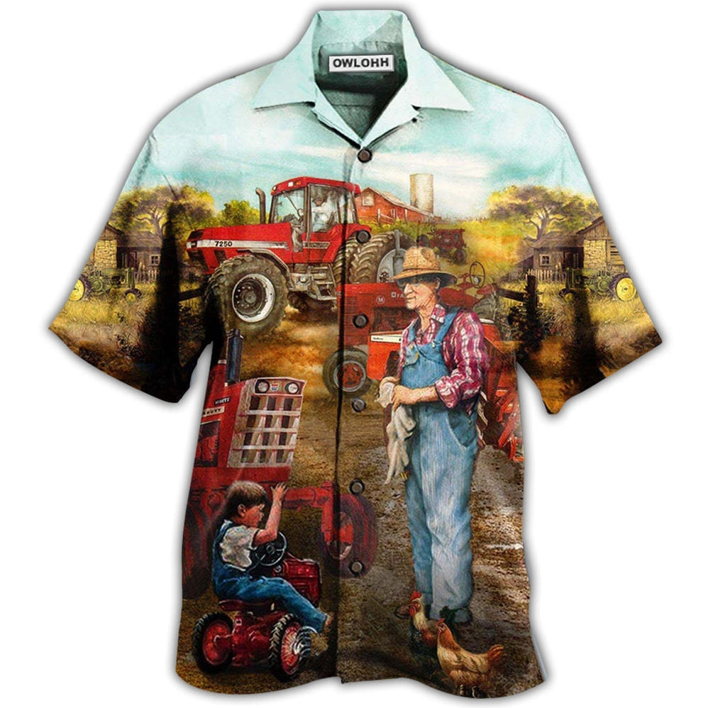 Farm Awesome Fatherhood Hawaiian Shirt Pattern View For Relaxed Warm Weather Outfits