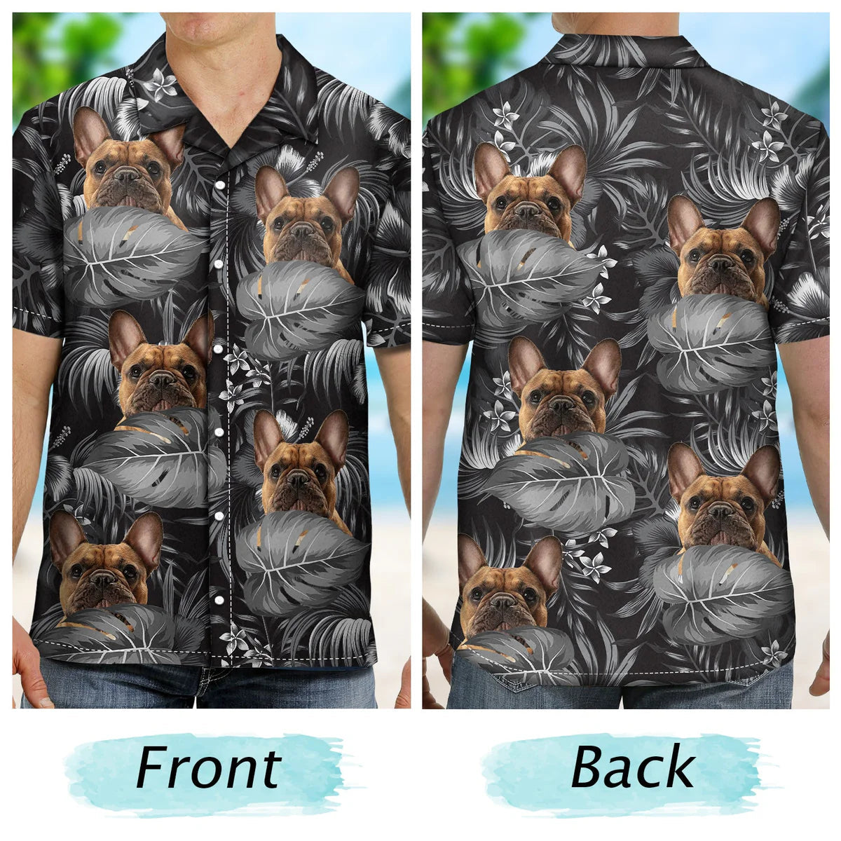 Black Tropical Funny Cat Custom Photo Family Hawaiian Shirt For Personalized Vacation Style And Beach Travel