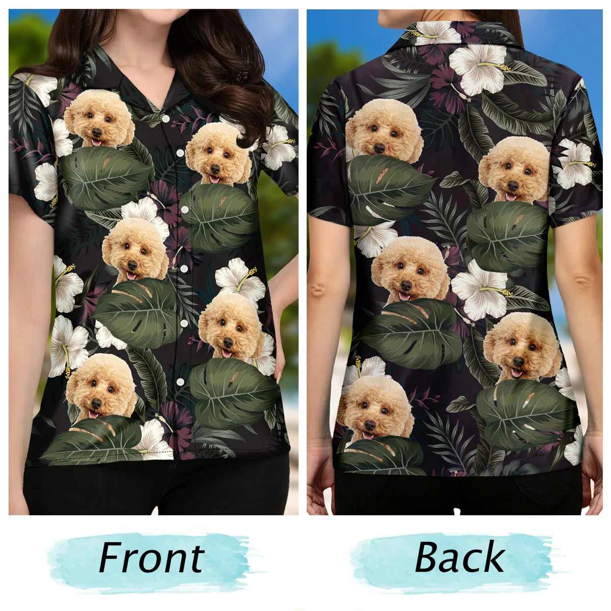 Black Tropical Funny Cat Custom Photo Family Hawaiian Shirt For Personalized Vacation Style And Beach Travel