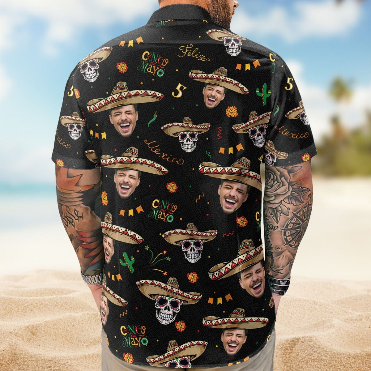 Folk Custom Face Cinco De Mayo Theme Hawaiian Shirt For Coastal Travel And Summer Outings