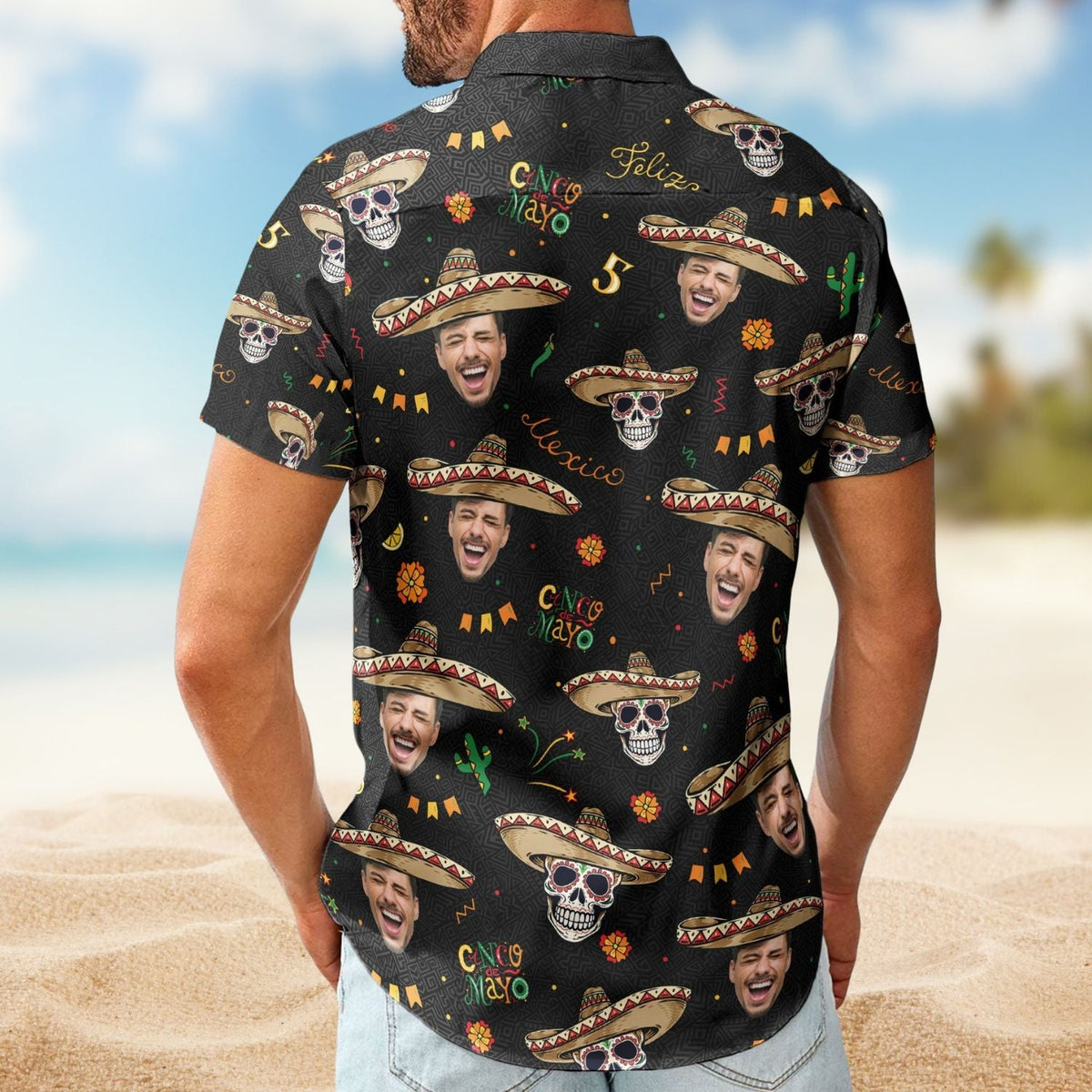 Folk Custom Face Cinco De Mayo Theme Hawaiian Shirt For Coastal Travel And Summer Outings