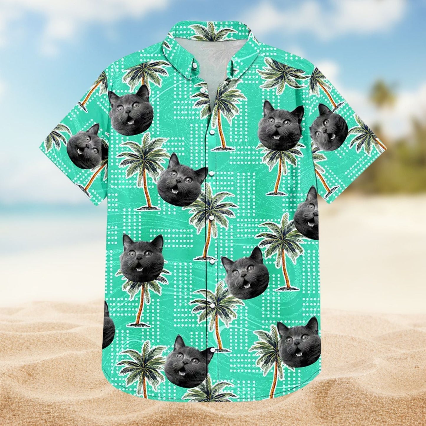 Vintage Custom Photo Pet Kids Palm Trees Hawaiian Shirt For Tropical Holidays And Casual Wear