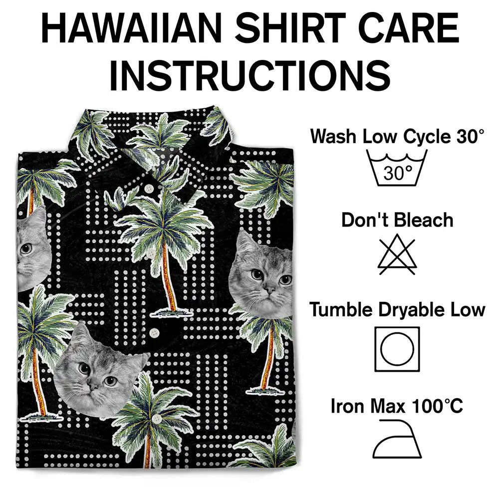 Vintage Custom Photo Pet Kids Palm Trees Hawaiian Shirt For Tropical Holidays And Casual Wear