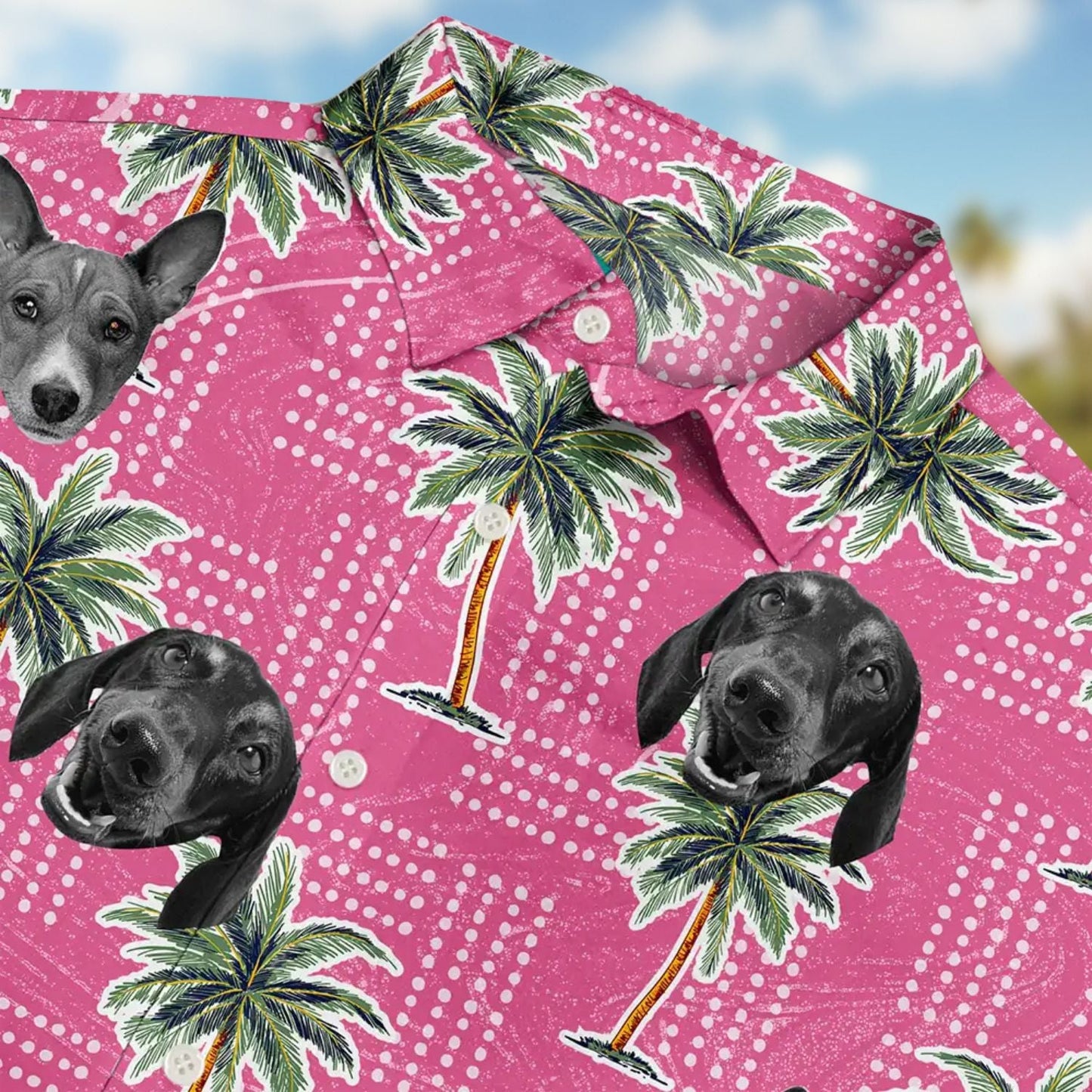 Vintage Custom Photo Pet Kids Palm Trees Hawaiian Shirt For Tropical Holidays And Casual Wear