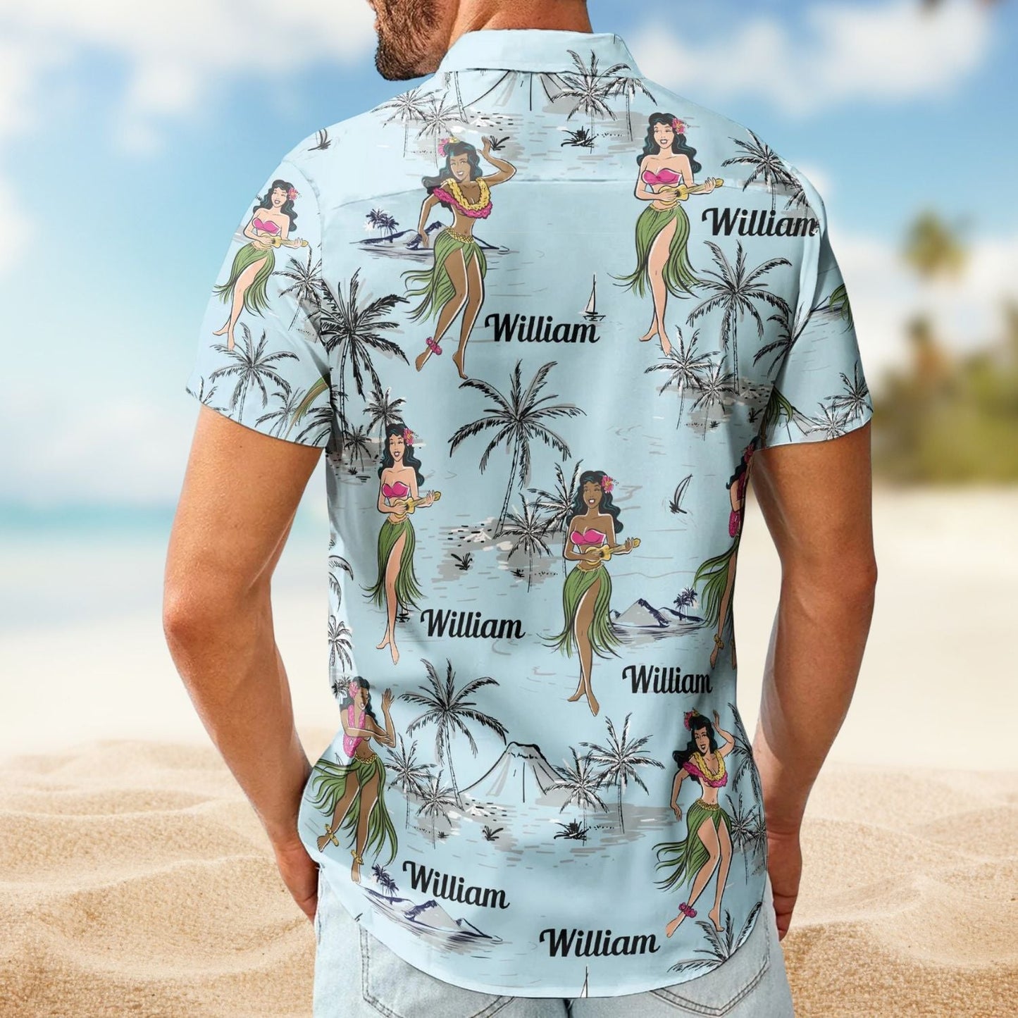 Vintage Hula Dance Beach Aloha Custom Hawaiian Shirt For Resort Days, Summer Events, And Comfortable Outdoor Activities