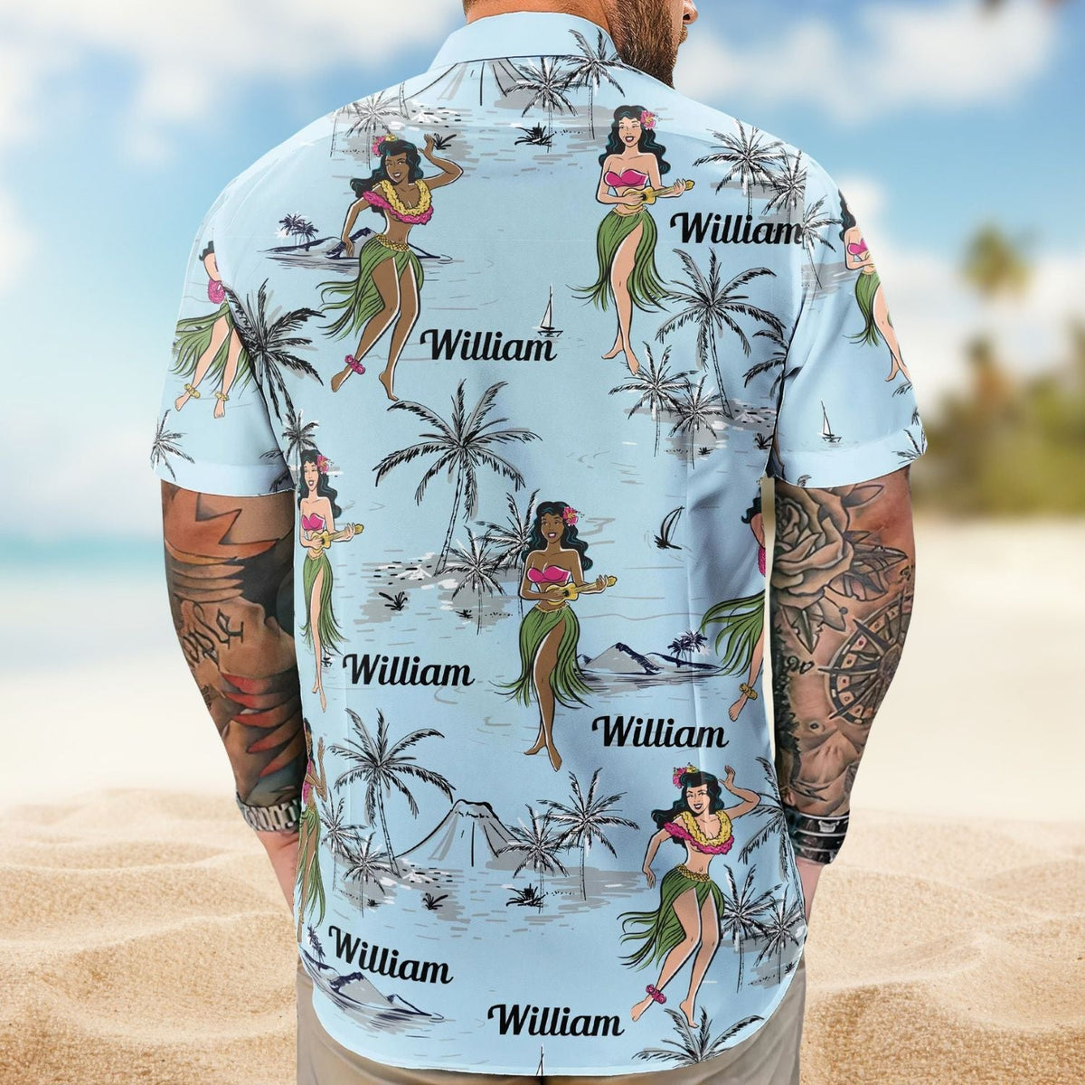 Vintage Hula Dance Beach Aloha Custom Hawaiian Shirt For Resort Days, Summer Events, And Comfortable Outdoor Activities