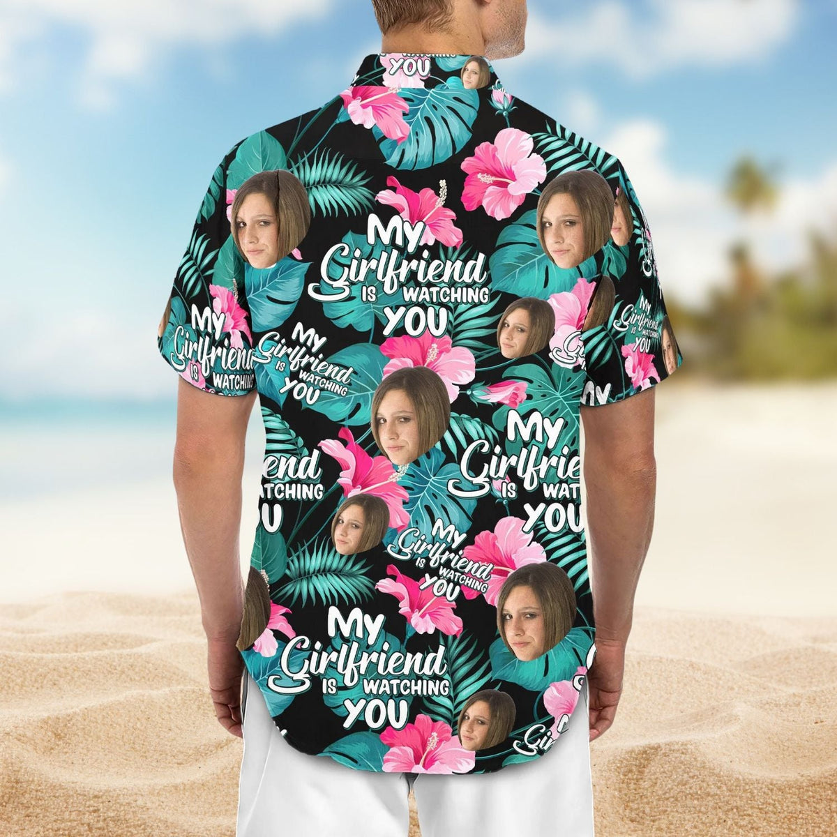 Funny Wife Watching Personalized Photo Hawaiian Shirt For Coastal Travel And Summer Outings