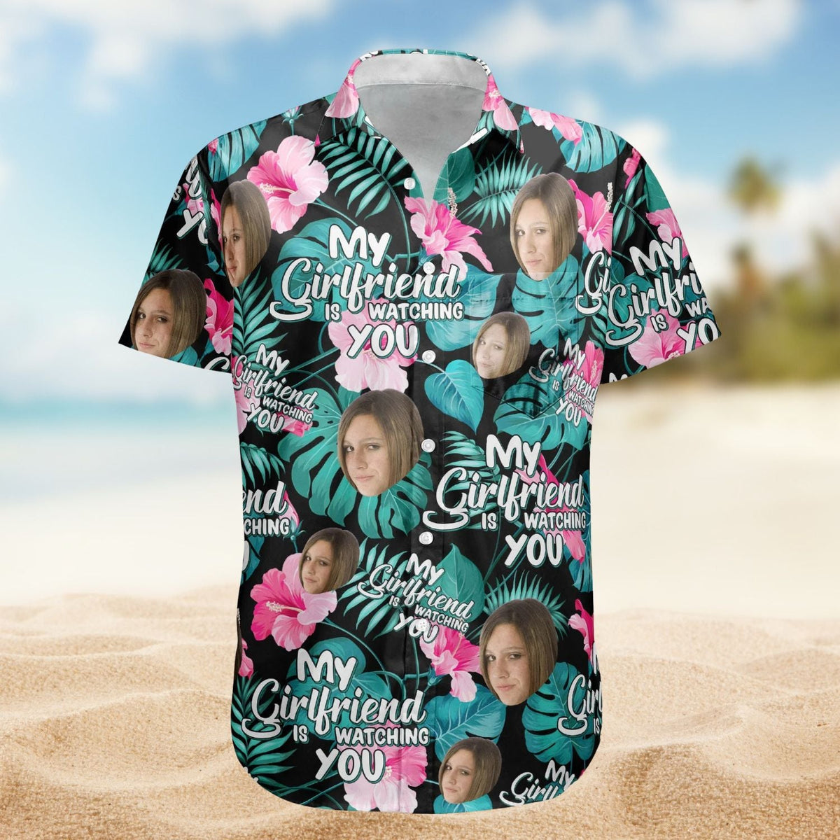 Funny Wife Watching Personalized Photo Hawaiian Shirt For Coastal Travel And Summer Outings