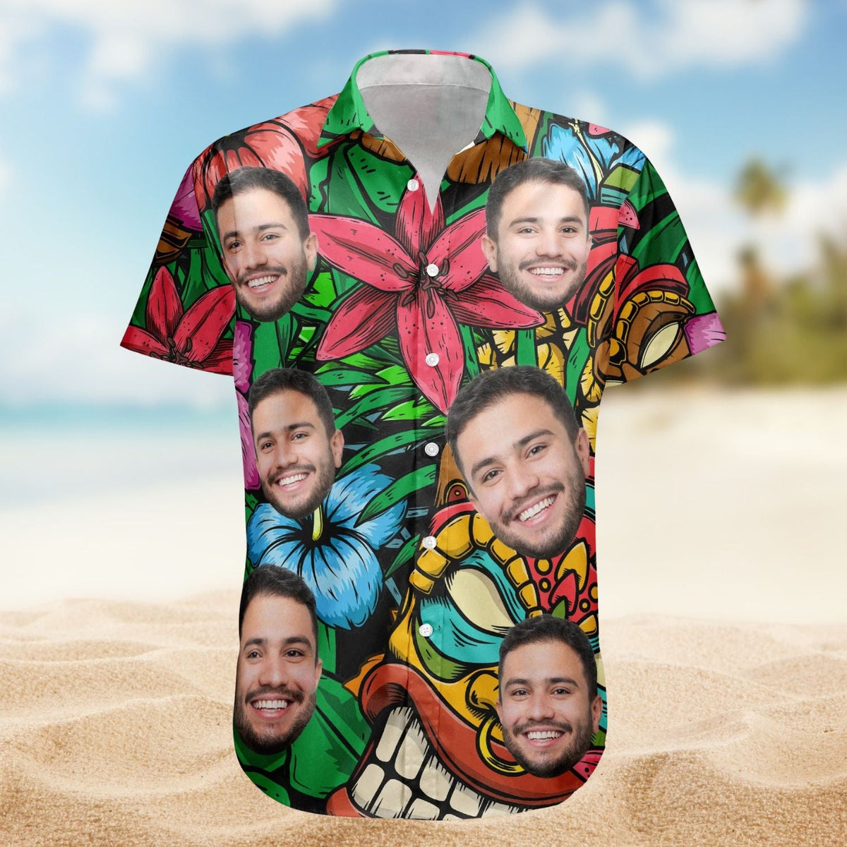 Funny Custom Photo Pet Family Friends Tiki Hawaiian Shirt For Island Vacations And Everyday Style