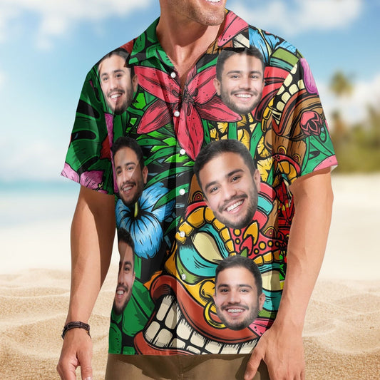 Funny Custom Photo Pet Family Friends Tiki Hawaiian Shirt For Island Vacations And Everyday Style