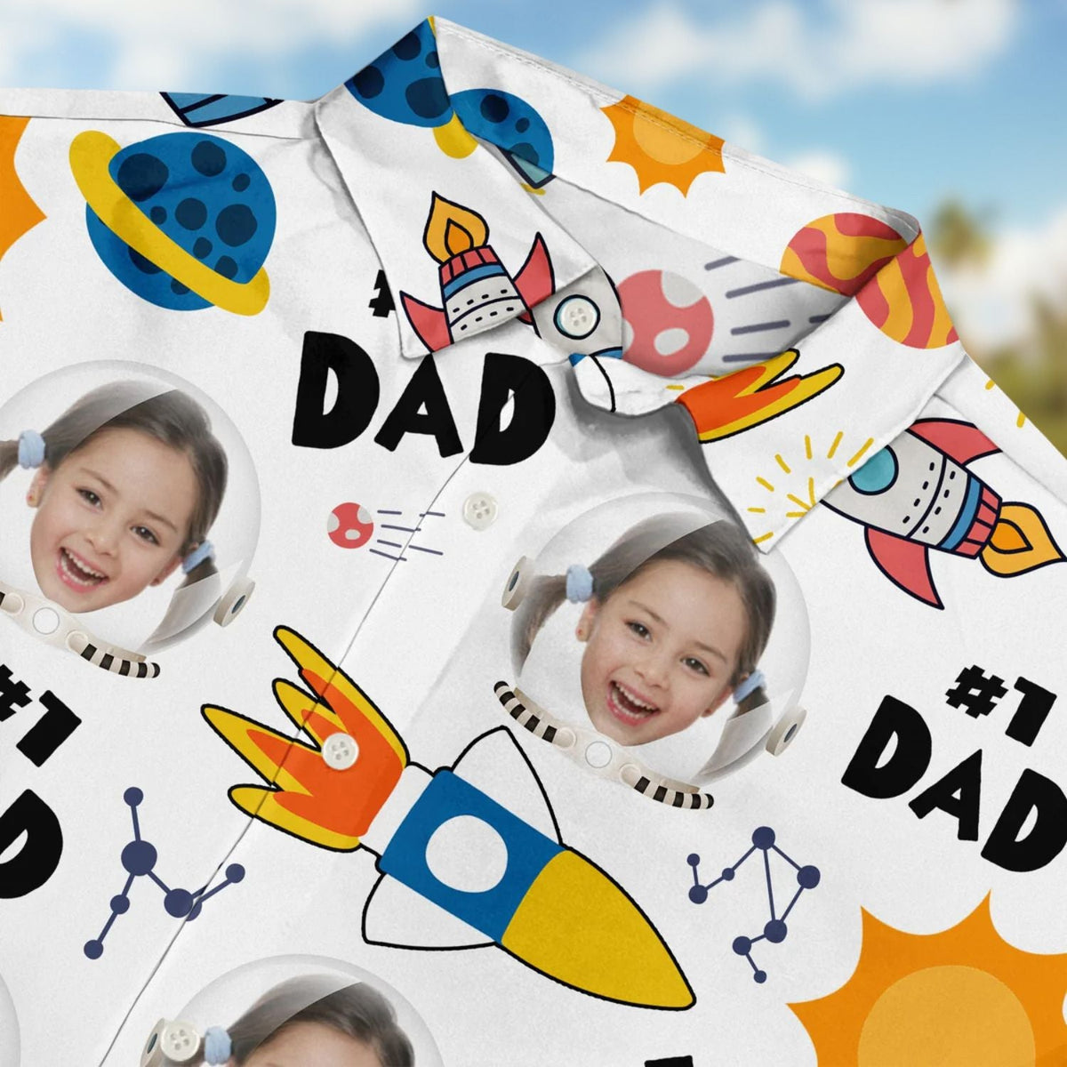 Custom Photo Astronaut Dad Space Theme Personalized Hawaiian Shirt For Island Vacations And Everyday Style