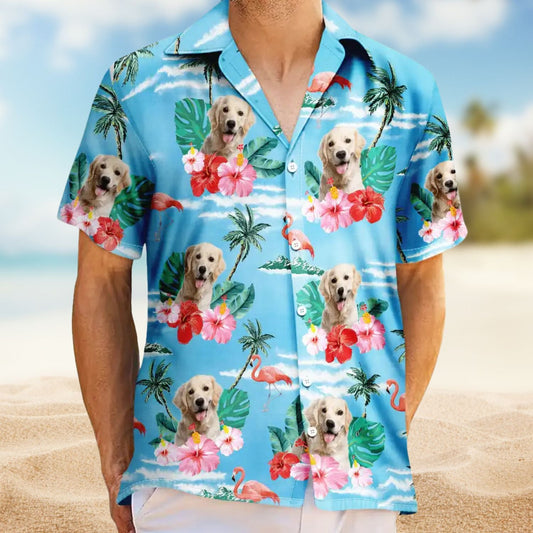 Custom Photo Pet Face Ready Beach Personalized Hawaiian Shirt For Beach Days And Outdoor Gatherings