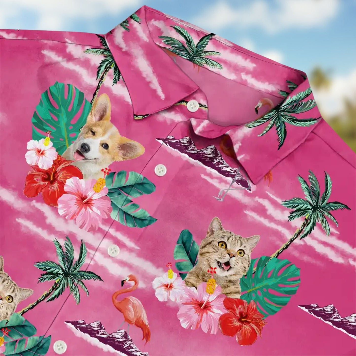 Custom Photo Pet Face Ready Beach Personalized Hawaiian Shirt For Beach Days And Outdoor Gatherings