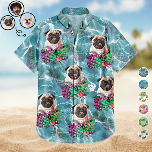 Funny Tropical Fruit Custom Photo Family Pet Hawaiian Shirt For Personalized Vacation Style And Beach Travel
