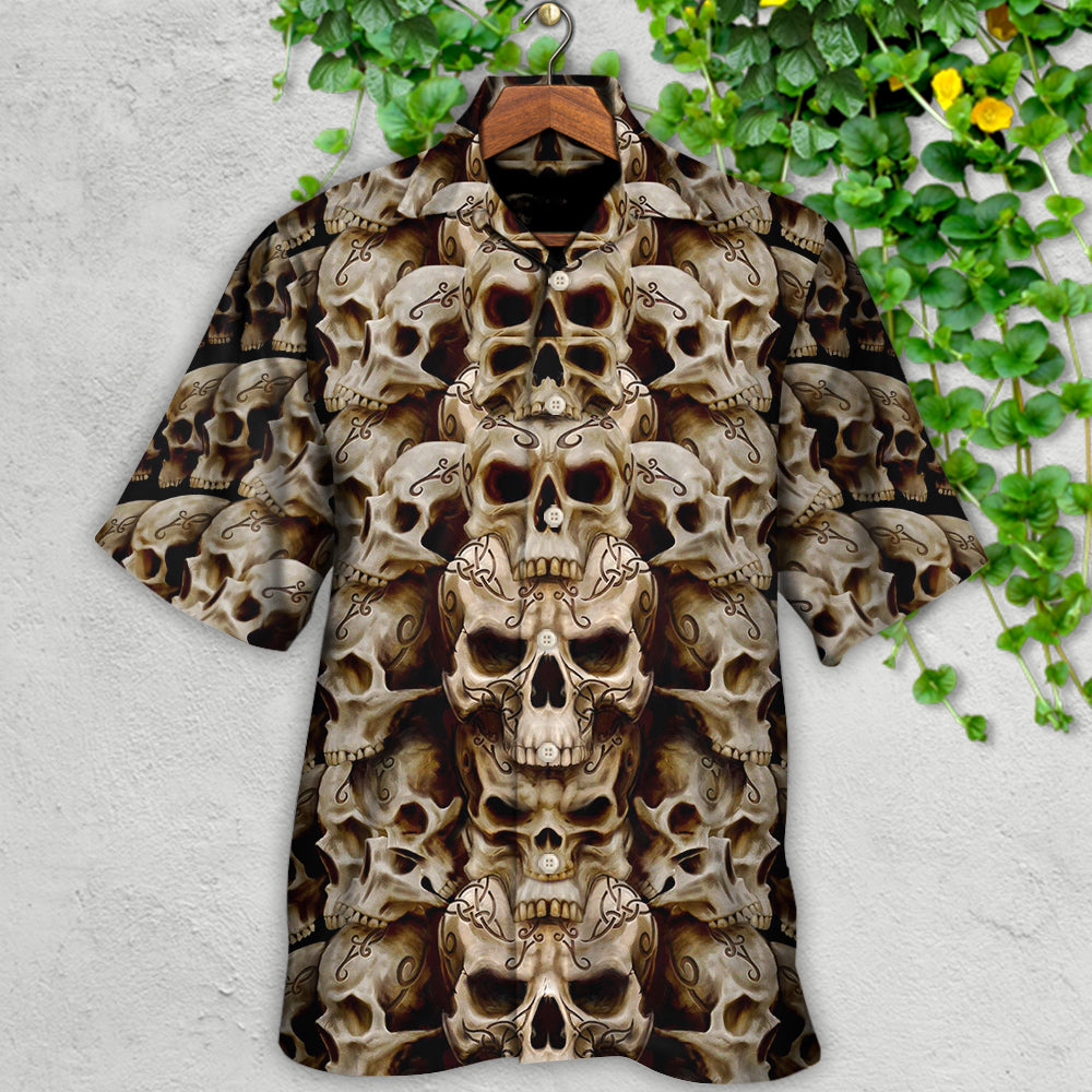 Dark Skull Inside Everyone Hawaiian Shirt Artwork Detail For Resort Trips And Outdoor Activities