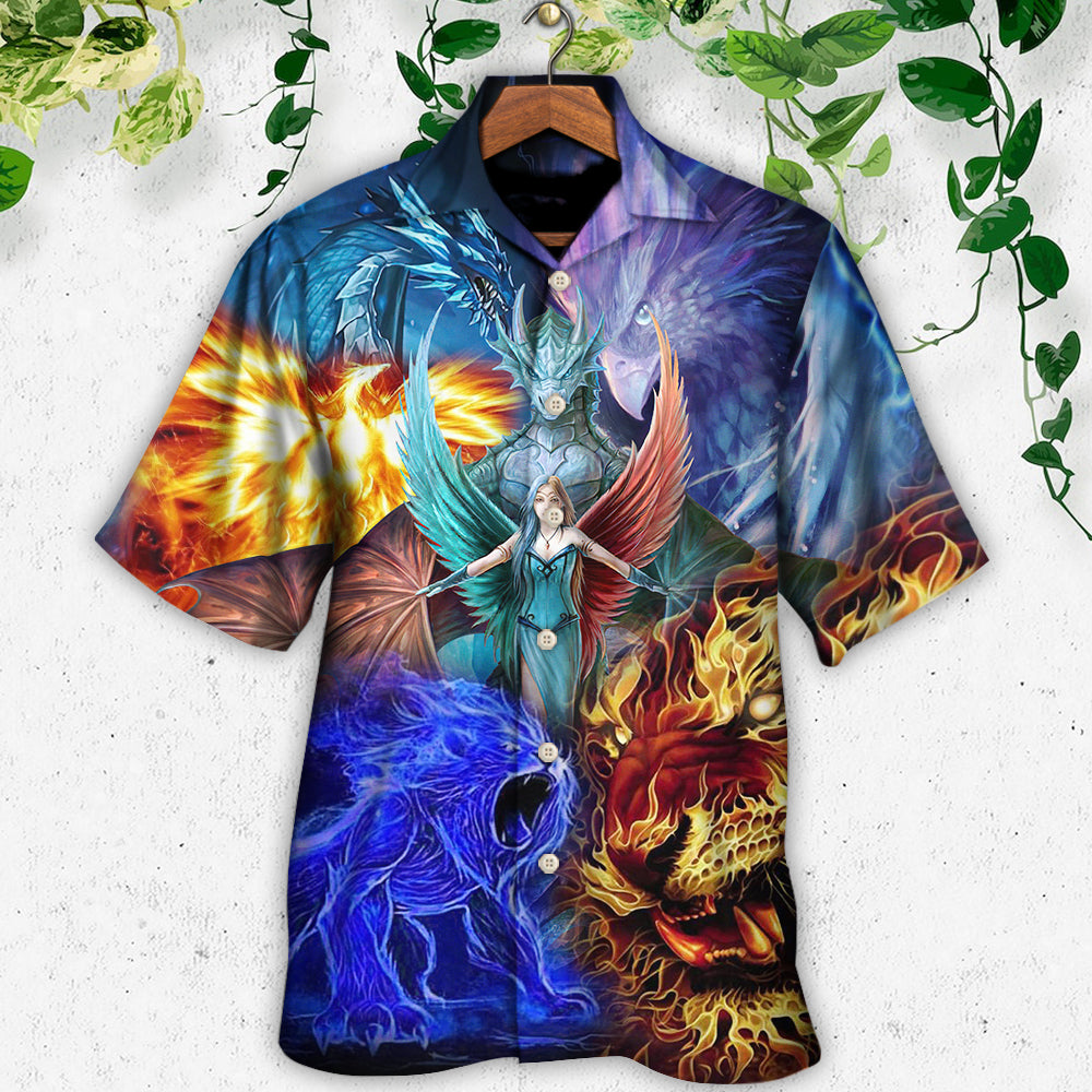 Dragon Fantasy Whimsical Hawaiian Shirt Design View For Resort Travel And Thoughtful Gifting