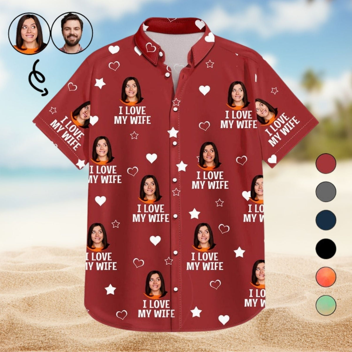 Funny Romantic Custom Photo Gift Husband Boyfriend Hawaiian Shirt For Coastal Travel And Summer Outings