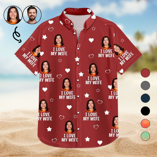 Funny Romantic Custom Photo Gift Husband Boyfriend Hawaiian Shirt For Coastal Travel And Summer Outings