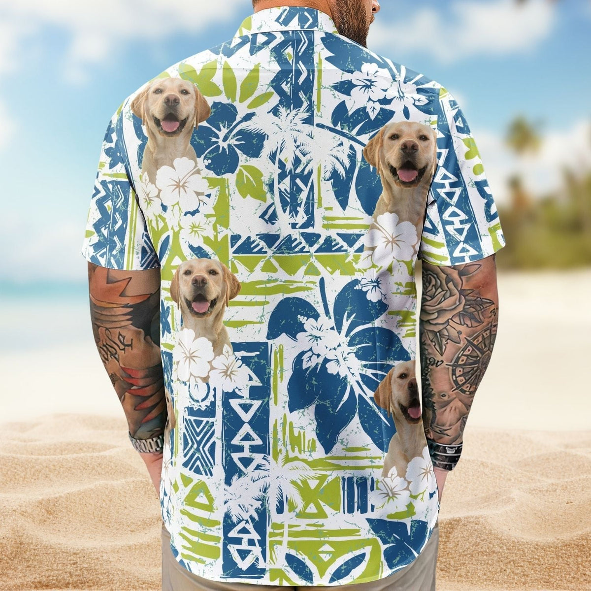 Tropical Funny Aloha Custom Photo Pet Family Hawaiian Shirt For Coastal Travel And Summer Outings