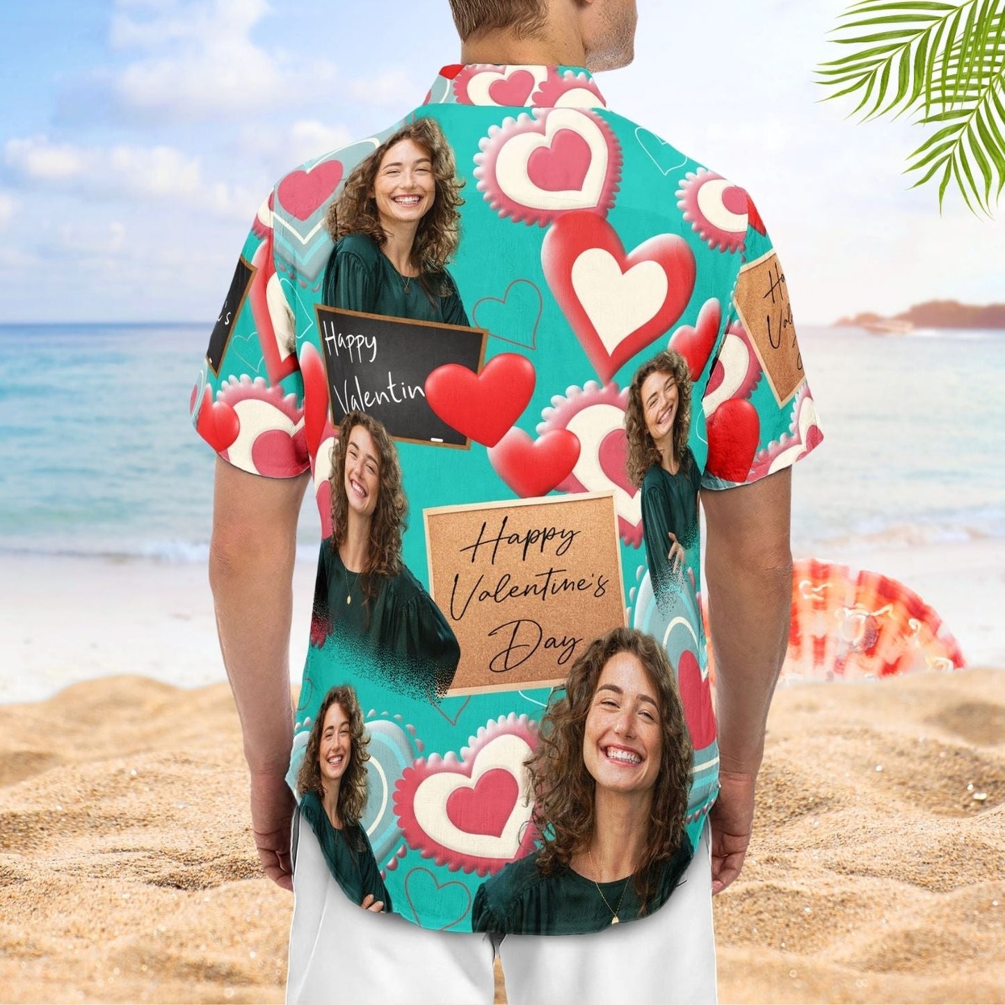 Happy Romantic Aloha Valentine's Day Personalized Photo Hawaiian Shirt For Personalized Vacation Style And Beach Travel