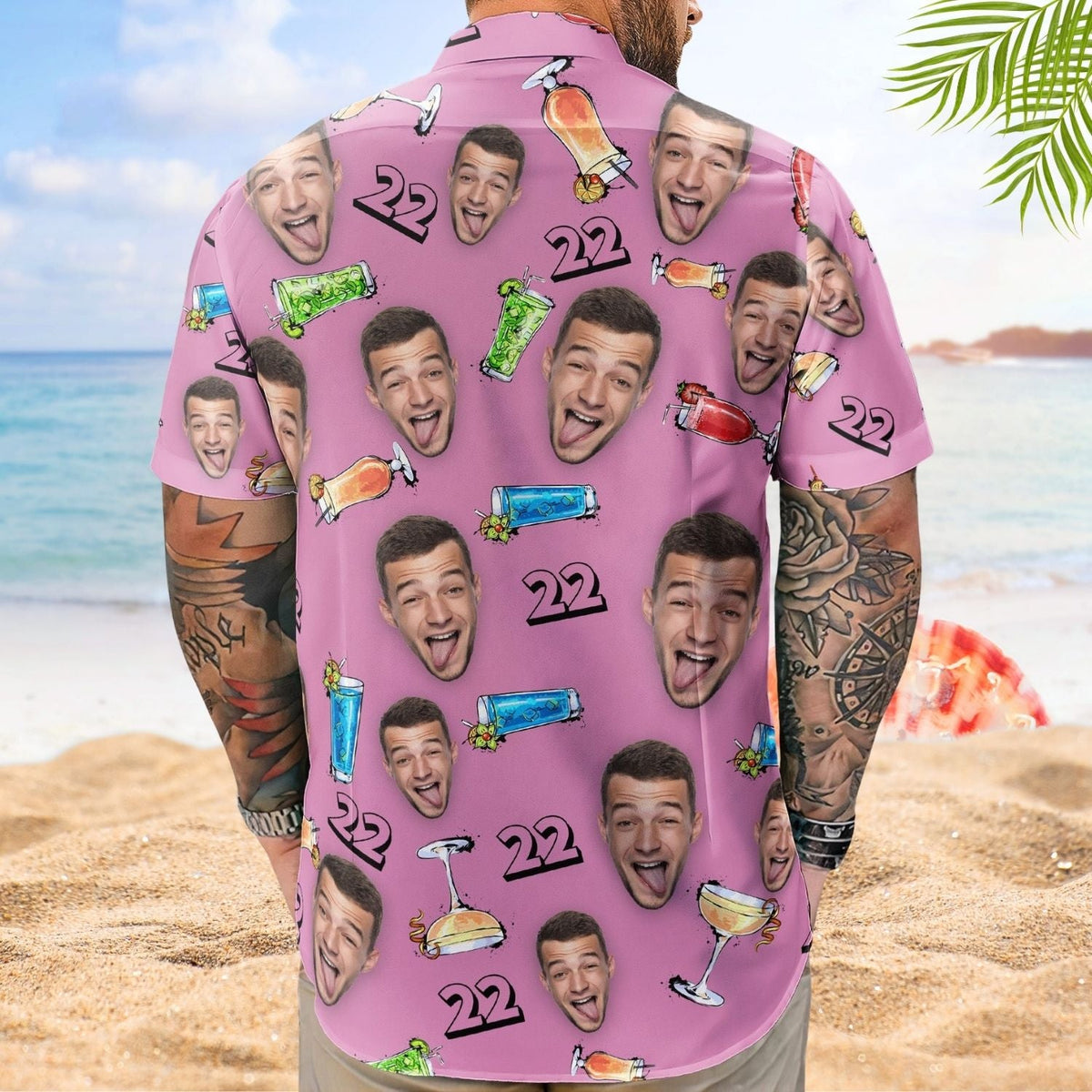 Funny Birthday Party Drinks Custom Face Aloha Hawaiian Shirt For Summer Vacation And Beach Travel