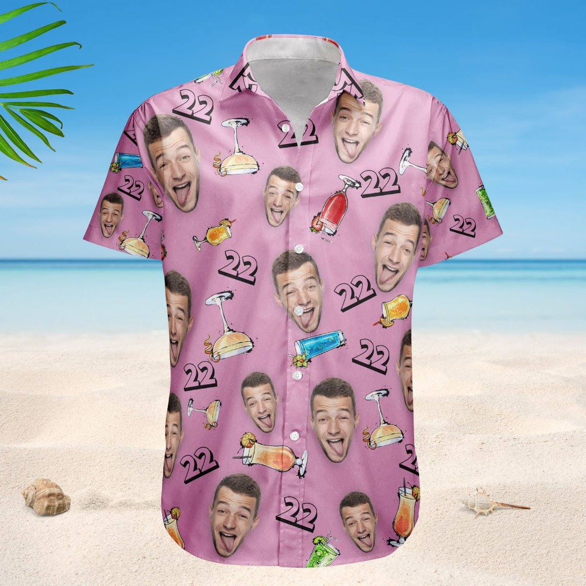 Funny Birthday Party Drinks Custom Face Aloha Hawaiian Shirt For Summer Vacation And Beach Travel