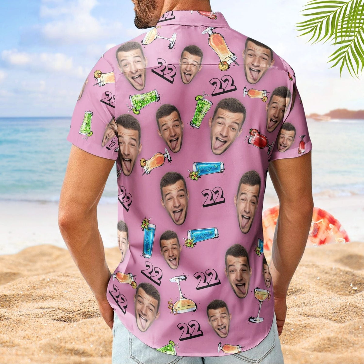 Funny Birthday Party Drinks Custom Face Aloha Hawaiian Shirt For Summer Vacation And Beach Travel