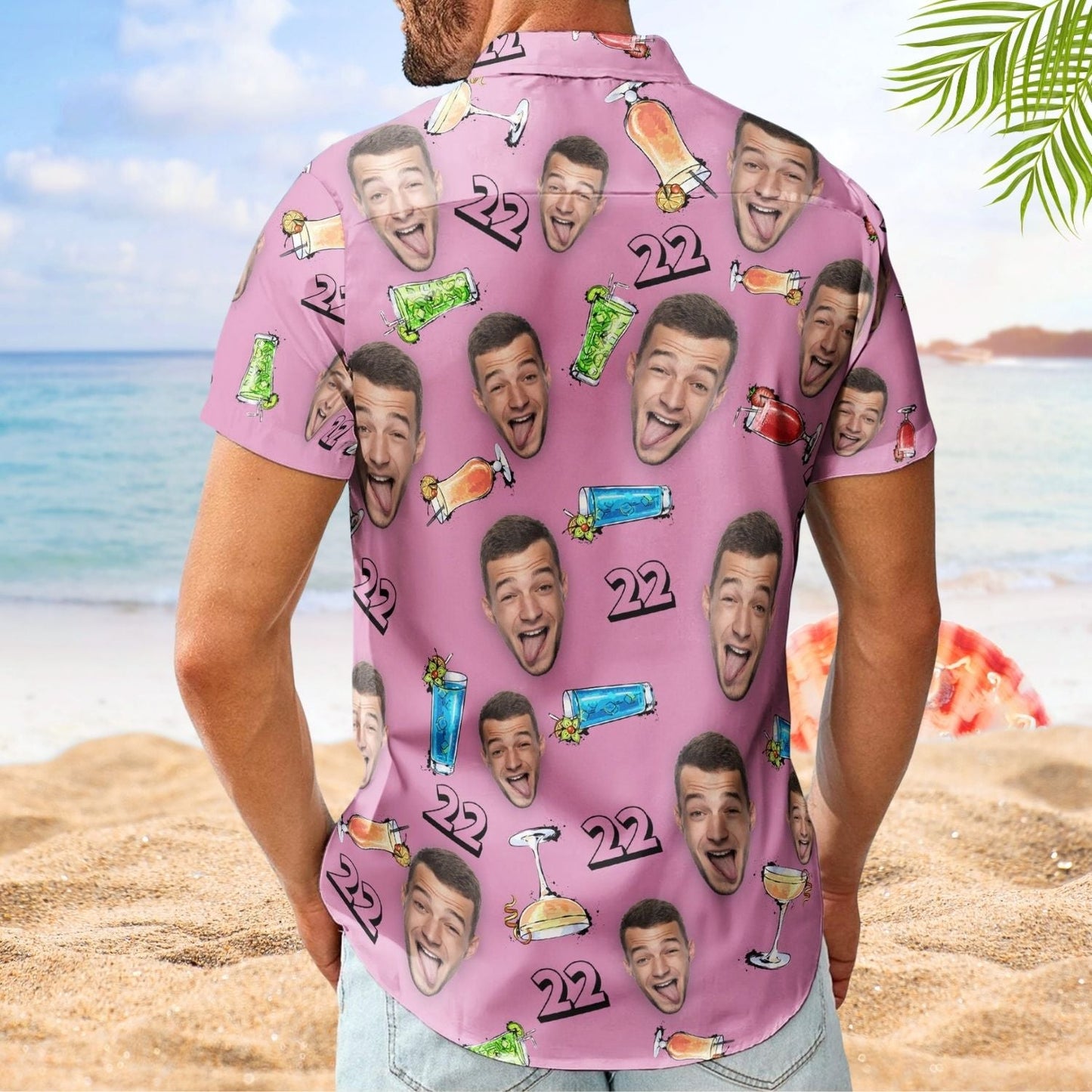 Funny Birthday Party Drinks Custom Face Aloha Hawaiian Shirt For Summer Vacation And Beach Travel