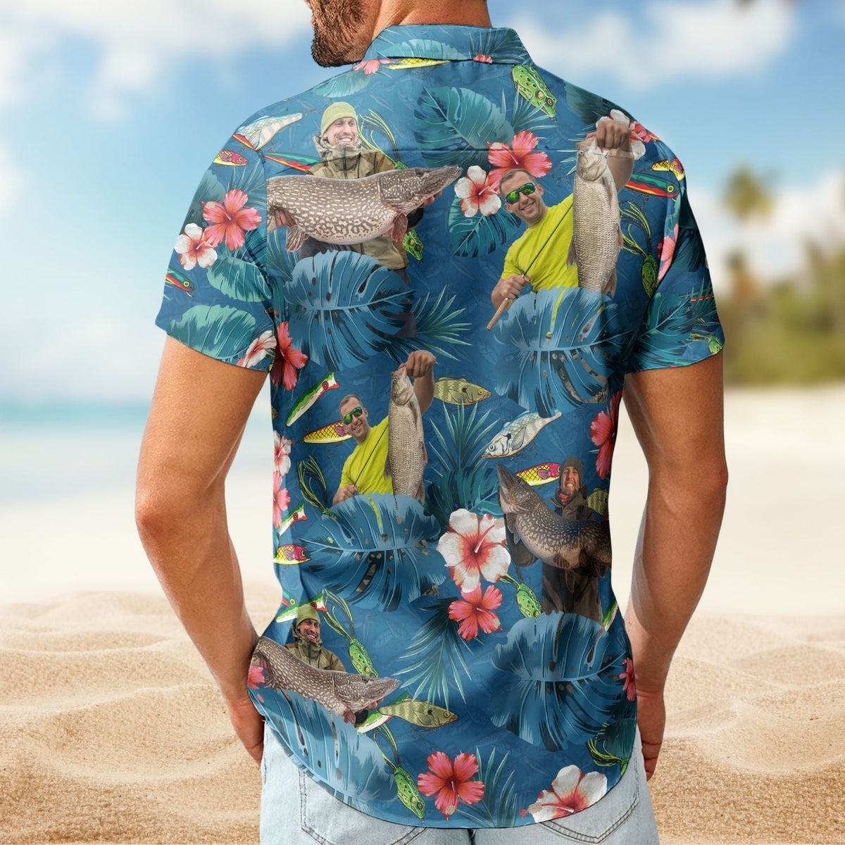 Fishing Bass Aloha Men Custom Photo Husband Hawaiian Shirt For Personalized Vacation Style And Beach Travel