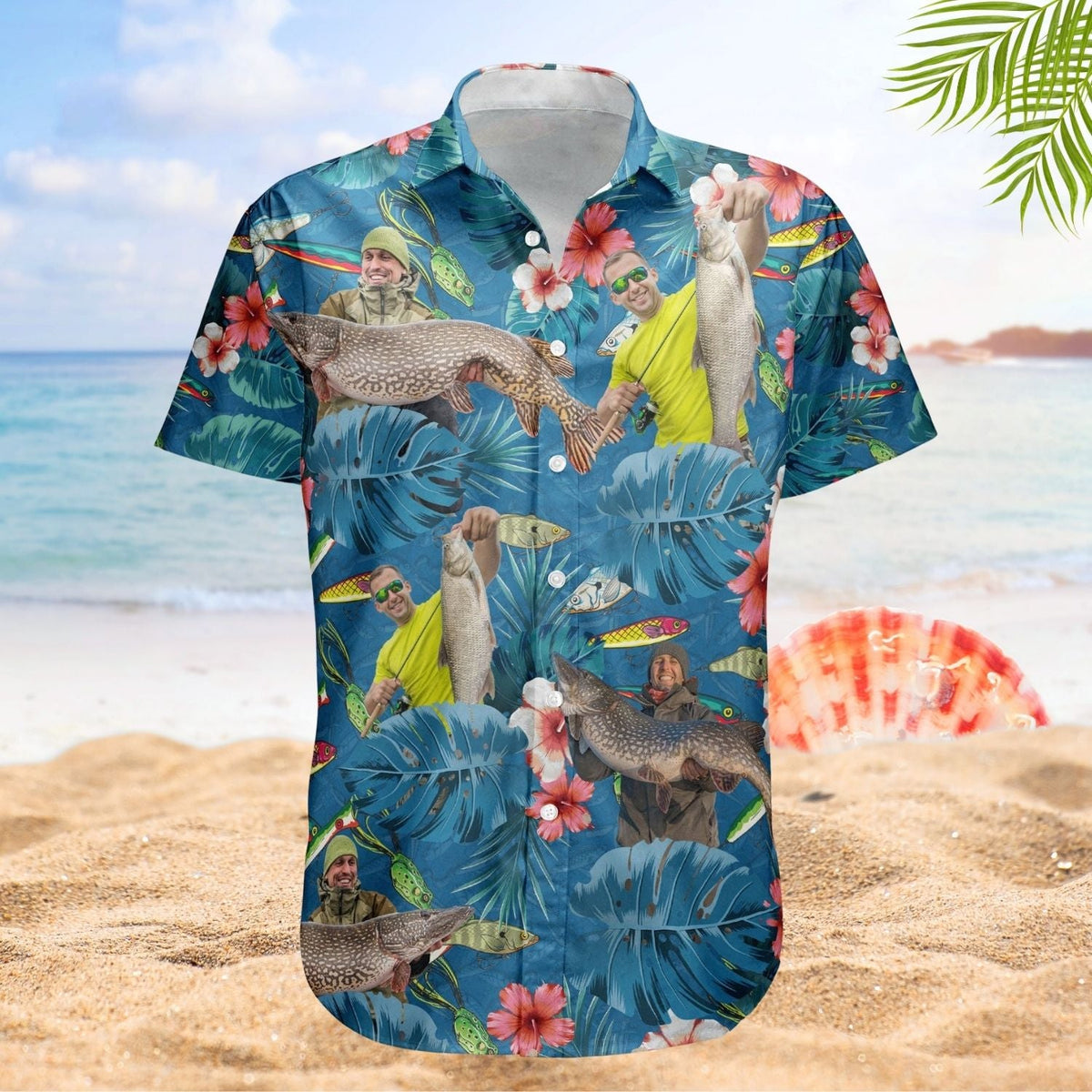 Fishing Bass Aloha Men Custom Photo Husband Hawaiian Shirt For Personalized Vacation Style And Beach Travel