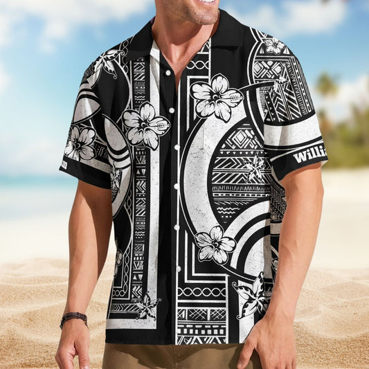 Vintage Black Personalized Aloha Kapa Hawaiian Name Hawaiian Shirt For Island Vacations And Everyday Style