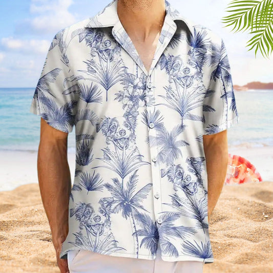 Vintage Toile De Jouy Custom Photo Pencil Hawaiian Shirt For Personalized Vacation Style And Beach Travel