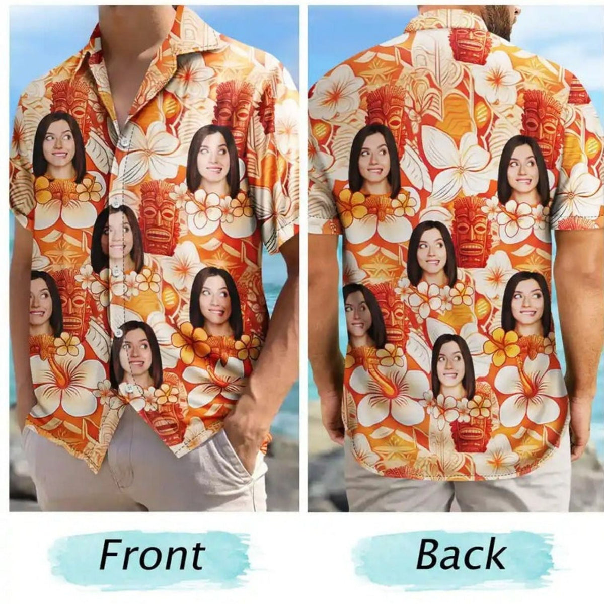Tropical Floral Beach Custom Photo Tiki Summer Hawaiian Shirt For Personalized Vacation Style And Beach Travel
