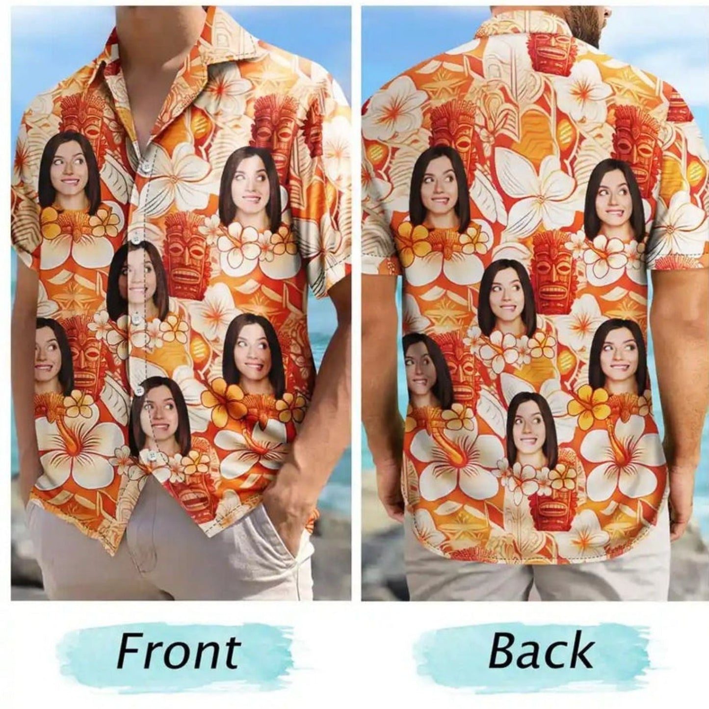 Tropical Floral Beach Custom Photo Tiki Summer Hawaiian Shirt For Personalized Vacation Style And Beach Travel