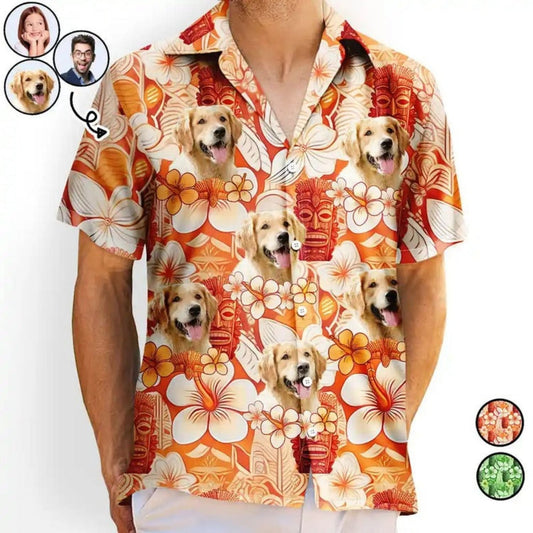 Tropical Floral Beach Custom Photo Tiki Summer Hawaiian Shirt For Personalized Vacation Style And Beach Travel