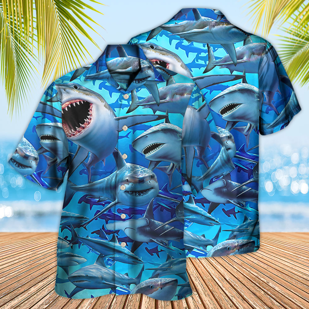 Shark Awesome Ocean Hawaiian Shirt For Summer Events And Casual Outdoor Wear