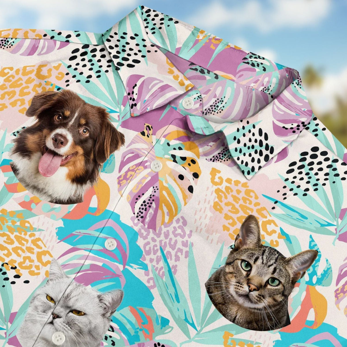 Funny Purple Tropical Dog Custom Photo Family Hawaiian Shirt For Personalized Vacation Style And Beach Travel