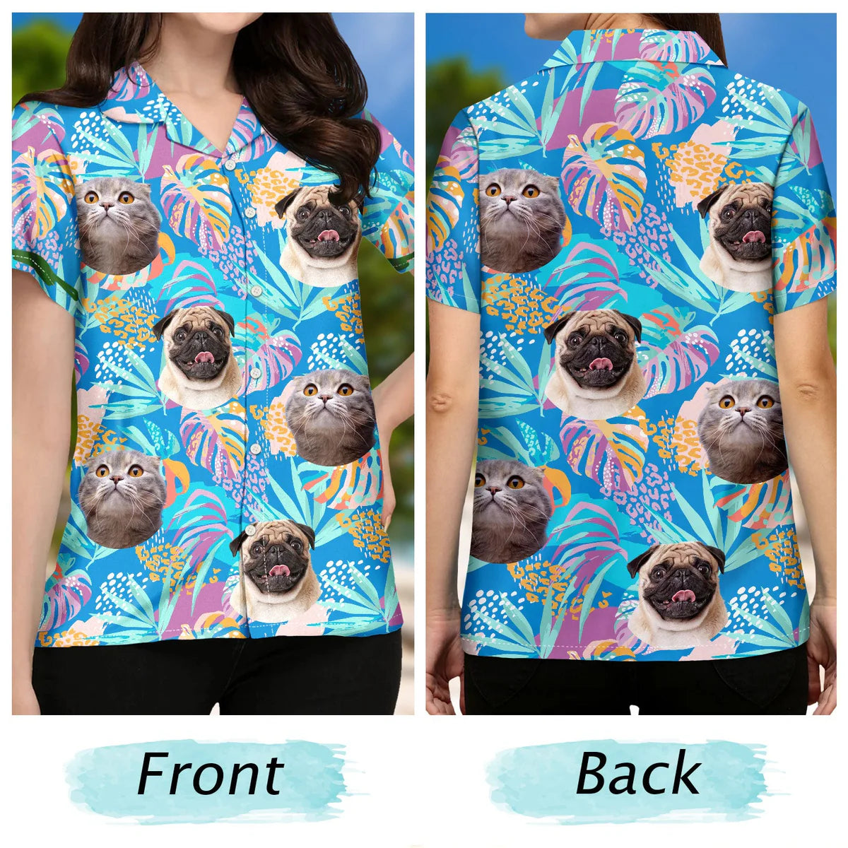 Funny Purple Tropical Dog Custom Photo Family Hawaiian Shirt For Personalized Vacation Style And Beach Travel