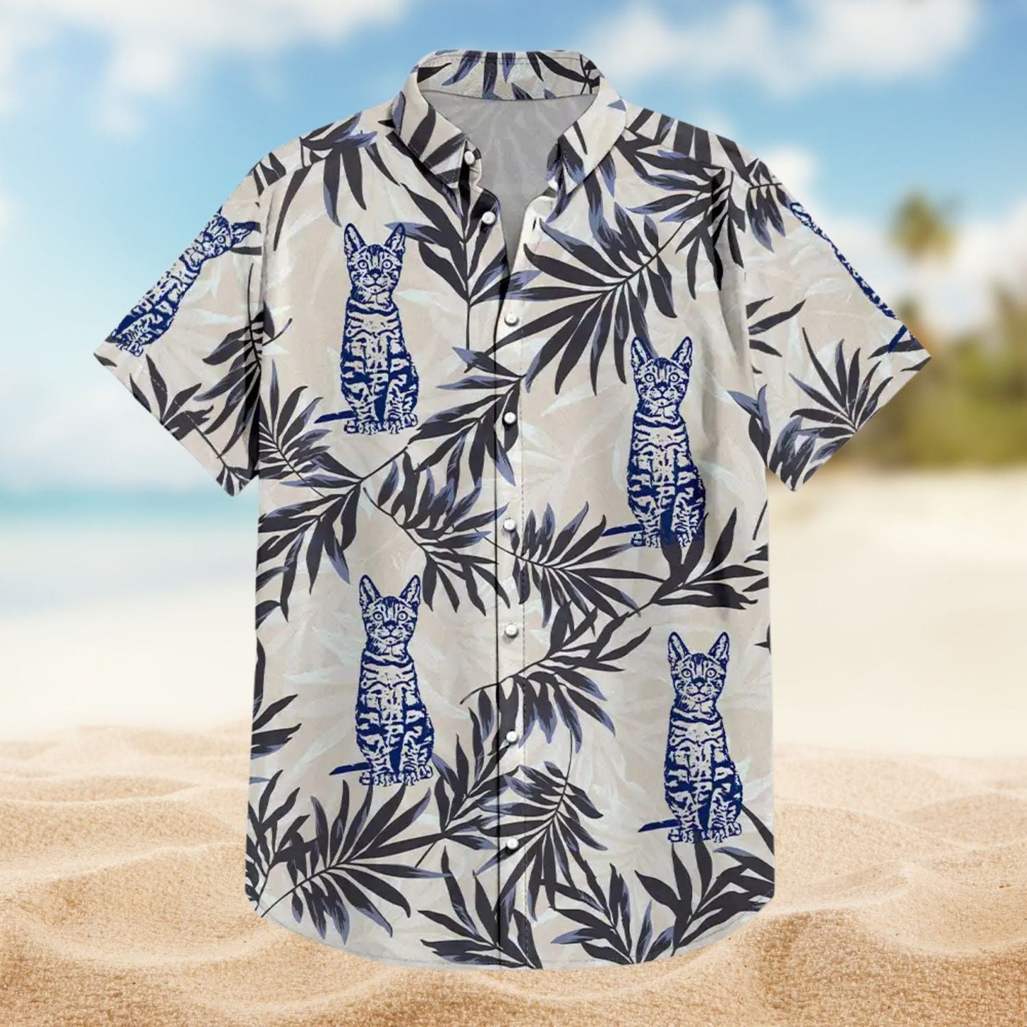 Custom Photo Pencil Drawing Palm Leaf Vacation Hawaiian Shirt For Summer Vacation And Beach Travel