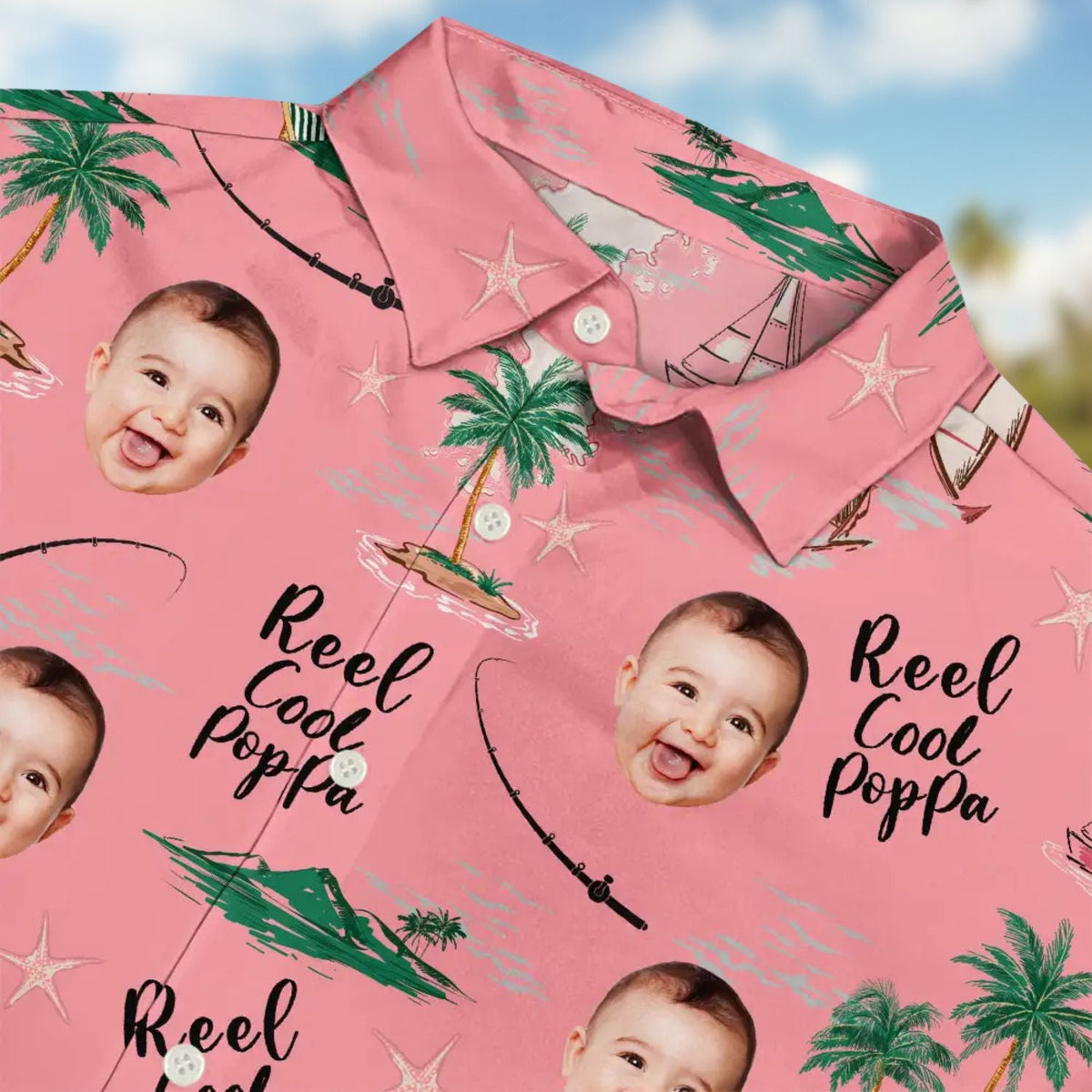 Custom Photo Reel Papa Personalized Hawaiian Shirt For Coastal Adventures, Vacation Travel, And Thoughtful Gift Giving