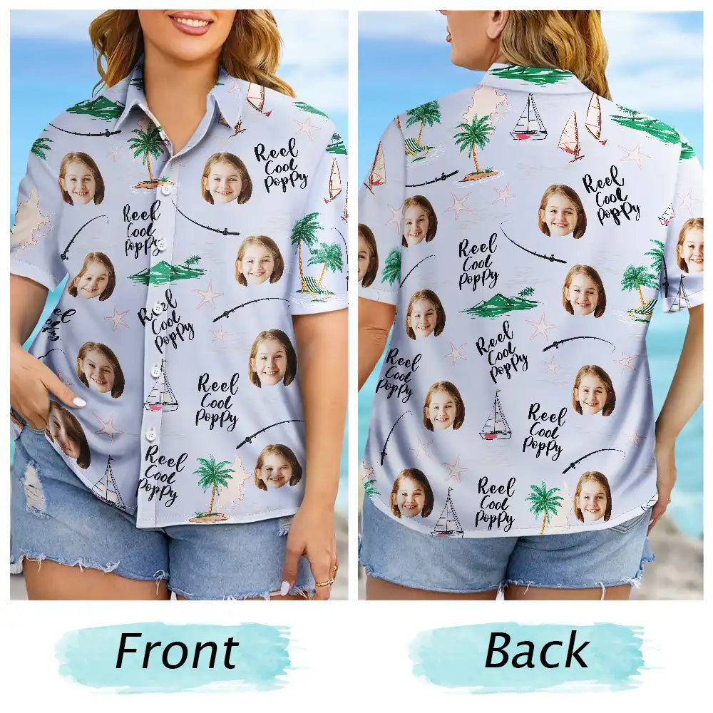 Custom Photo Reel Papa Personalized Hawaiian Shirt For Coastal Adventures, Vacation Travel, And Thoughtful Gift Giving