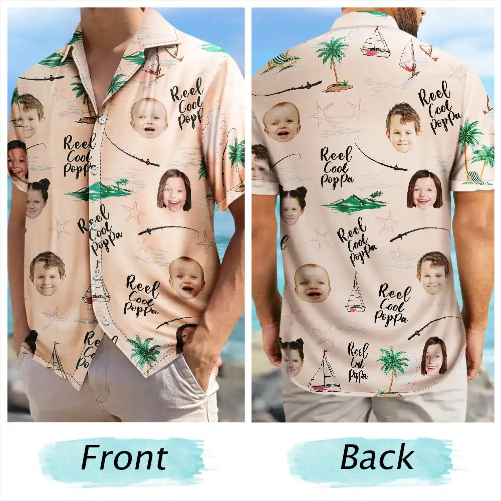 Custom Photo Reel Papa Personalized Hawaiian Shirt For Coastal Adventures, Vacation Travel, And Thoughtful Gift Giving