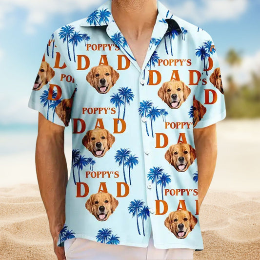 Dog Custom Photo Dad Personalized Hawaiian Shirt For Custom Photo Gifts, Sunny Getaways, And Relaxed Outdoor Styling