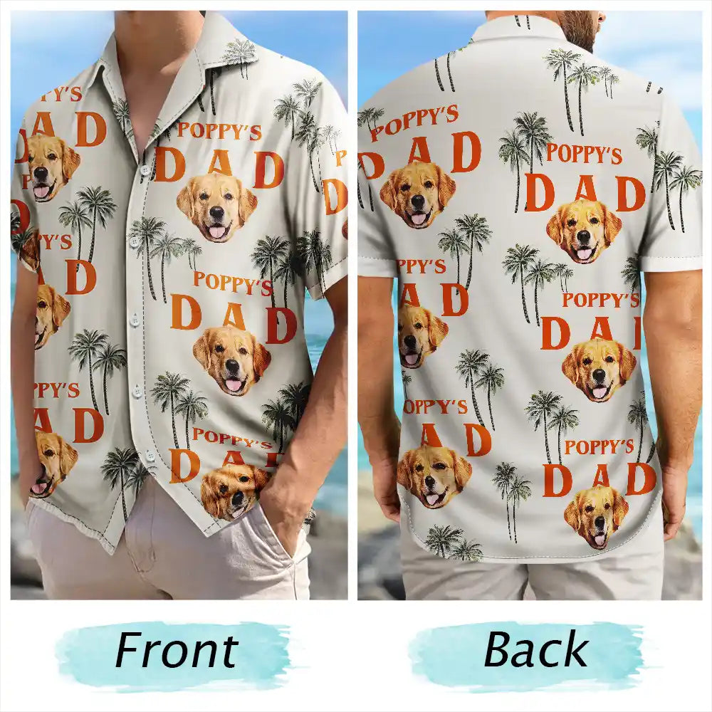 Dog Custom Photo Dad Personalized Hawaiian Shirt For Custom Photo Gifts, Sunny Getaways, And Relaxed Outdoor Styling