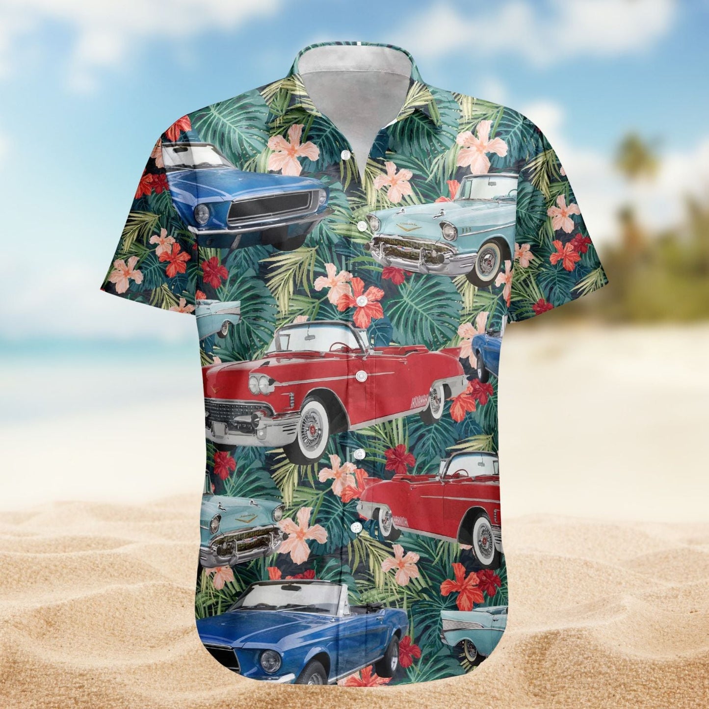 Vintage Car Custom Muscle Men Husband Photo Hawaiian Shirt For Road Trips And Summer Outings