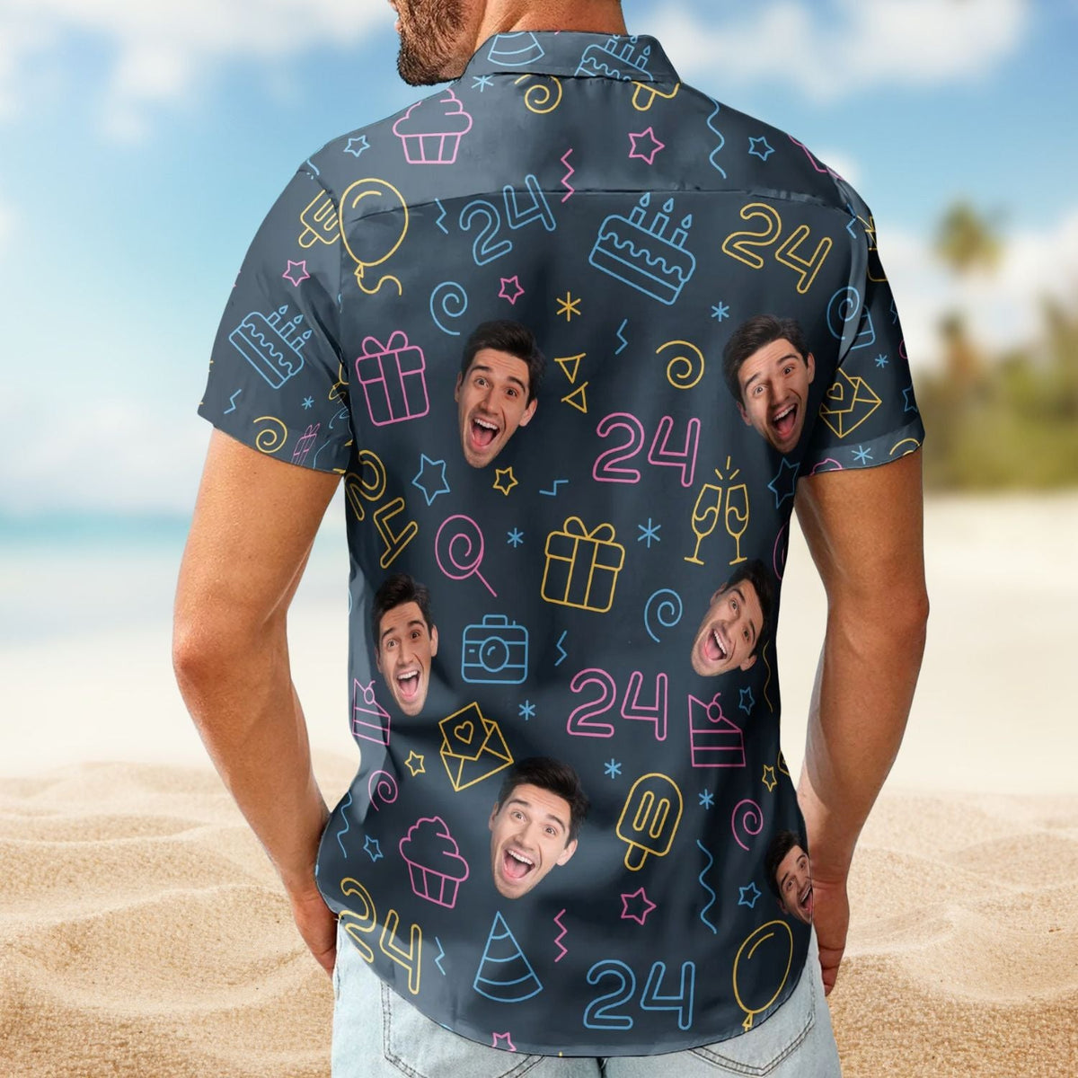 Neon Funny Birthday Party Custom Face Gift Hawaiian Shirt For Island Vacations And Everyday Style