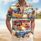 Vintage Car Custom Photo Muscle Men Husband Hawaiian Shirt For Coastal Travel And Summer Outings
